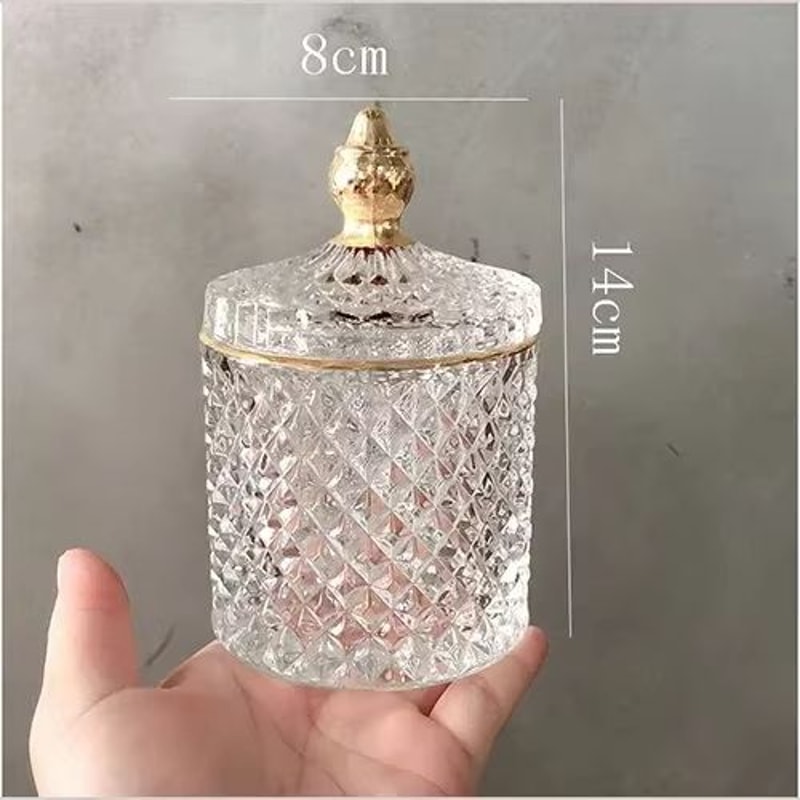 Crystal Glass Jewelry Organizer Storage Jar For Cosmetics Tea Candy Coffee And Seasonings 6