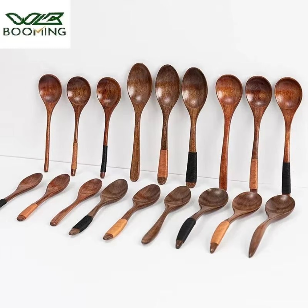 Wooden Spoons For Cooking Coffee Tea Soup And Ice Cream Natural Kitchen Utensils 0