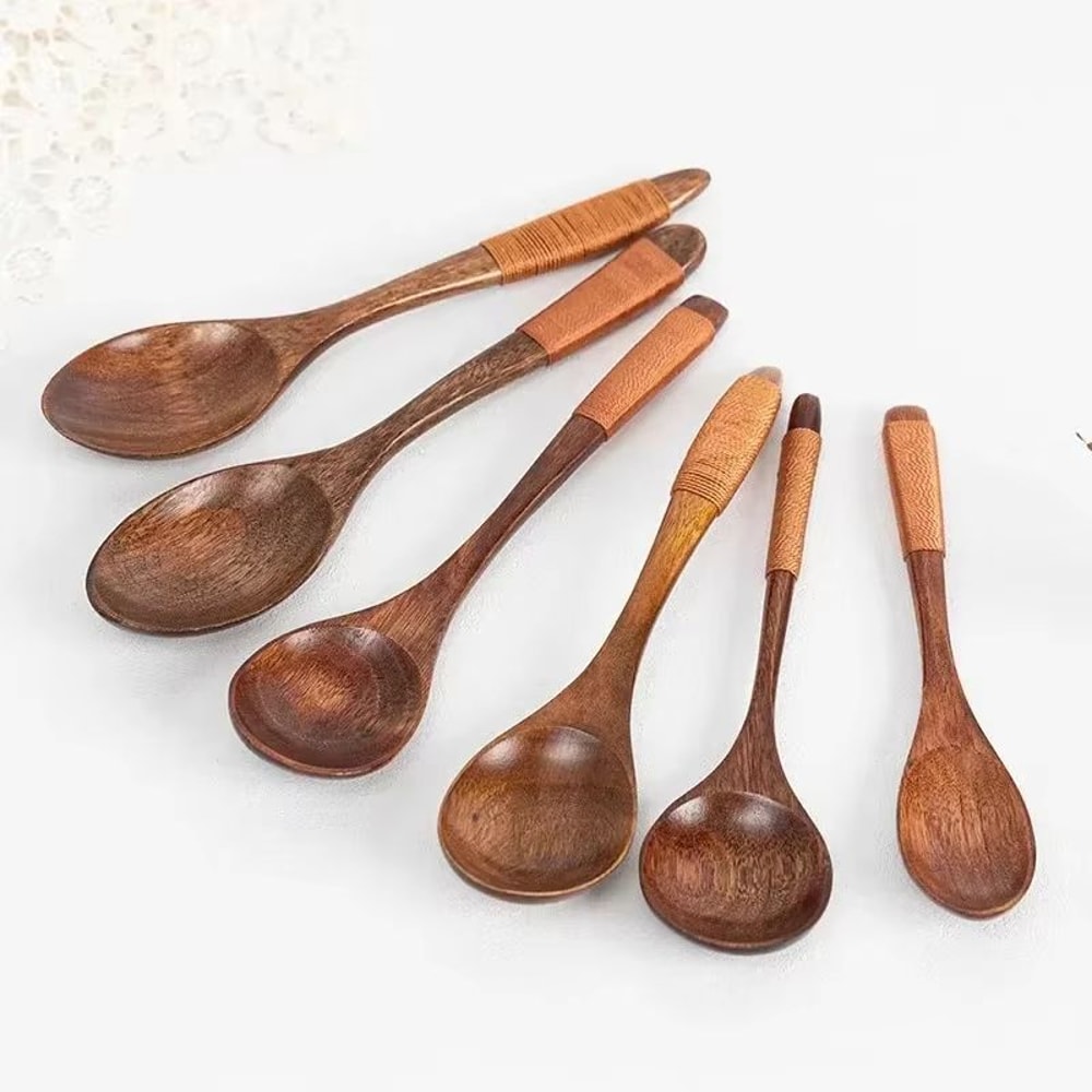 Wooden Spoons For Cooking Coffee Tea Soup And Ice Cream Natural Kitchen Utensils 1