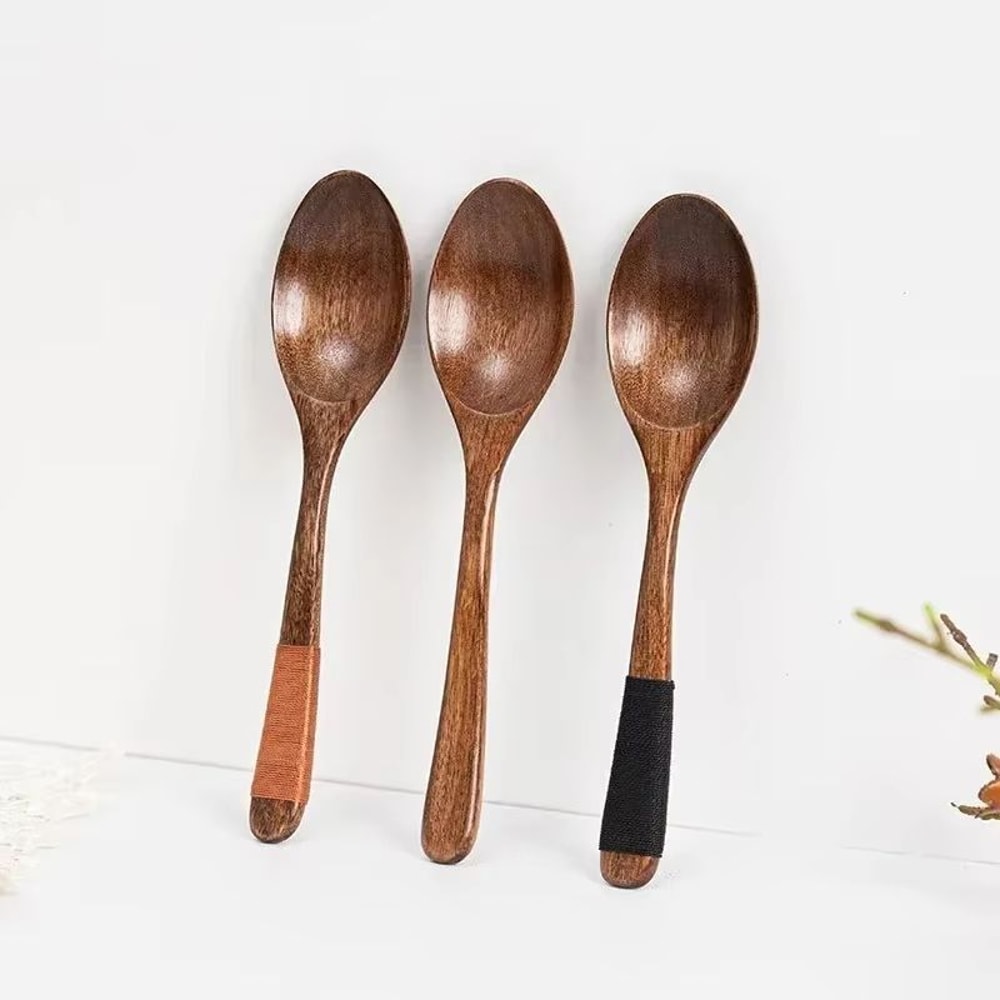 Wooden Spoons For Cooking Coffee Tea Soup And Ice Cream Natural Kitchen Utensils 2