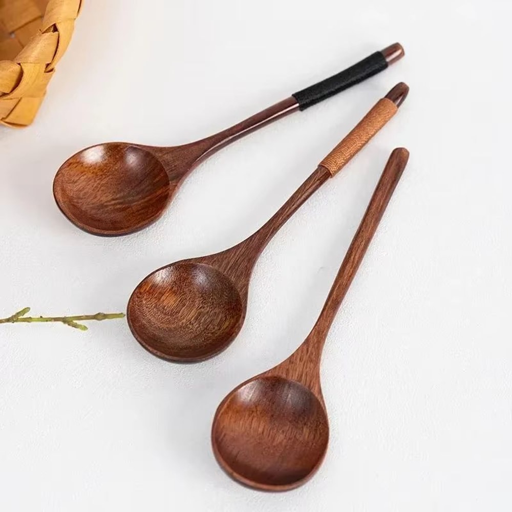 Wooden Spoons For Cooking Coffee Tea Soup And Ice Cream Natural Kitchen Utensils 3