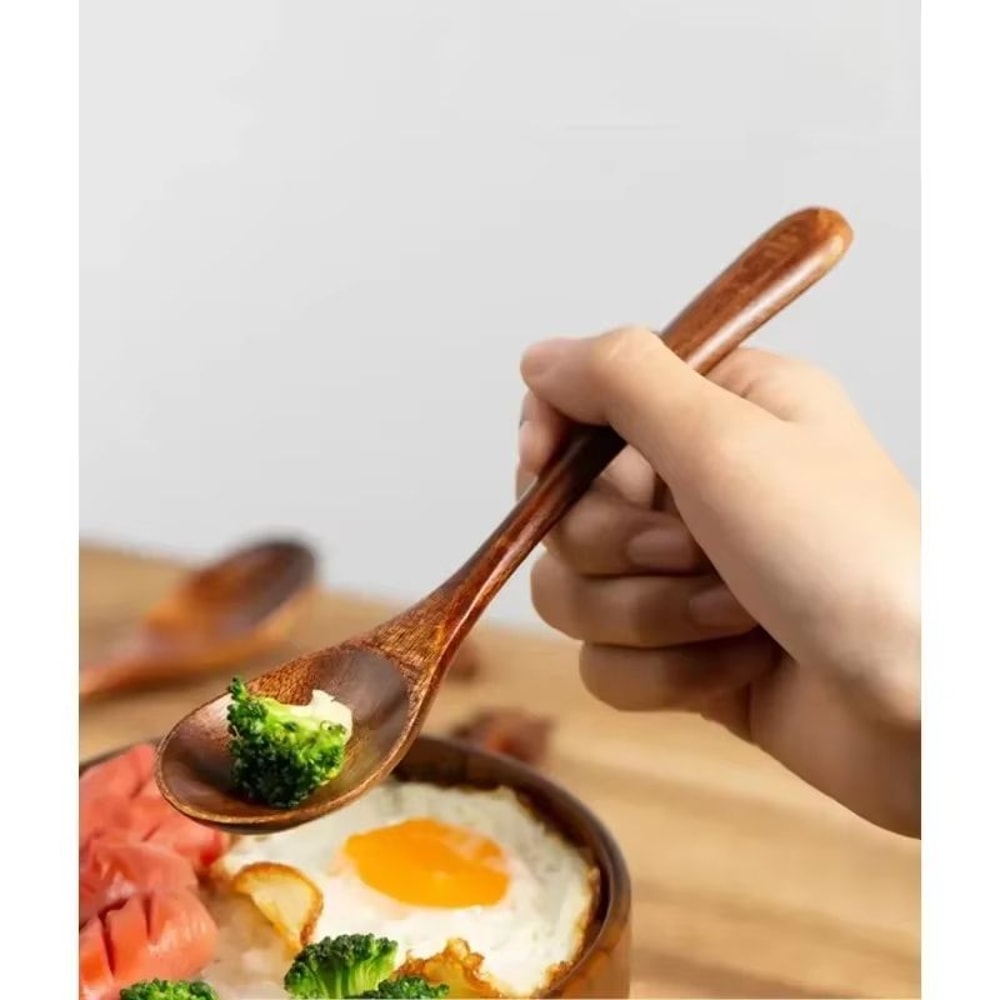 Wooden Spoons For Cooking Coffee Tea Soup And Ice Cream Natural Kitchen Utensils 4