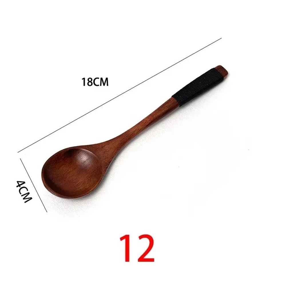 Wooden Spoons For Cooking Coffee Tea Soup And Ice Cream Natural Kitchen Utensils 17