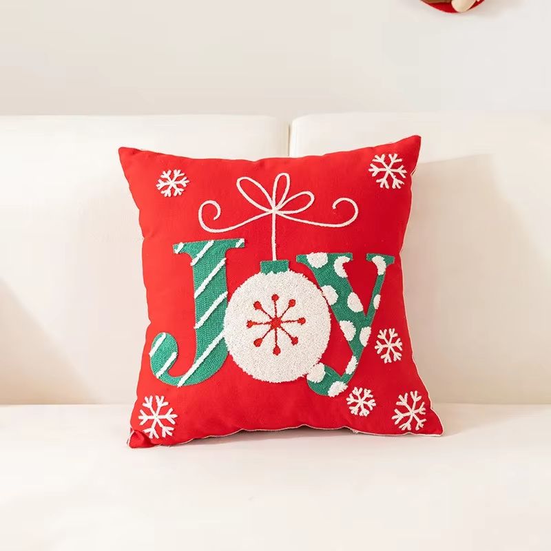 Embroidered Christmas Pillowcase Decorative Cushion Cover For Sofa And Living Room Holiday Decor 9