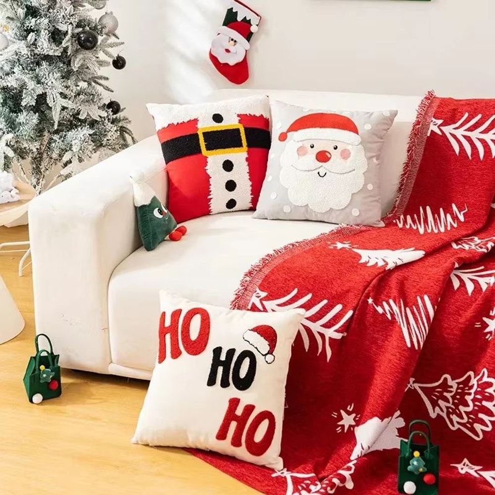 Embroidered Christmas Pillowcase Decorative Cushion Cover For Sofa And Living Room Holiday Decor 3