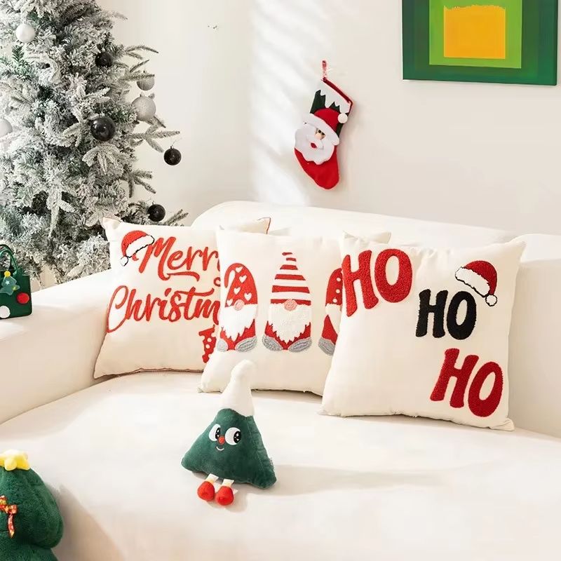 Embroidered Christmas Pillowcase Decorative Cushion Cover For Sofa And Living Room Holiday Decor 4