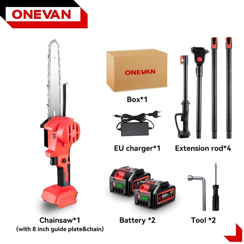 ONEVAN Cordless Telescoping Pole Saw 4500W Brushless High Branch Pruning Tool For 18V Battery 6