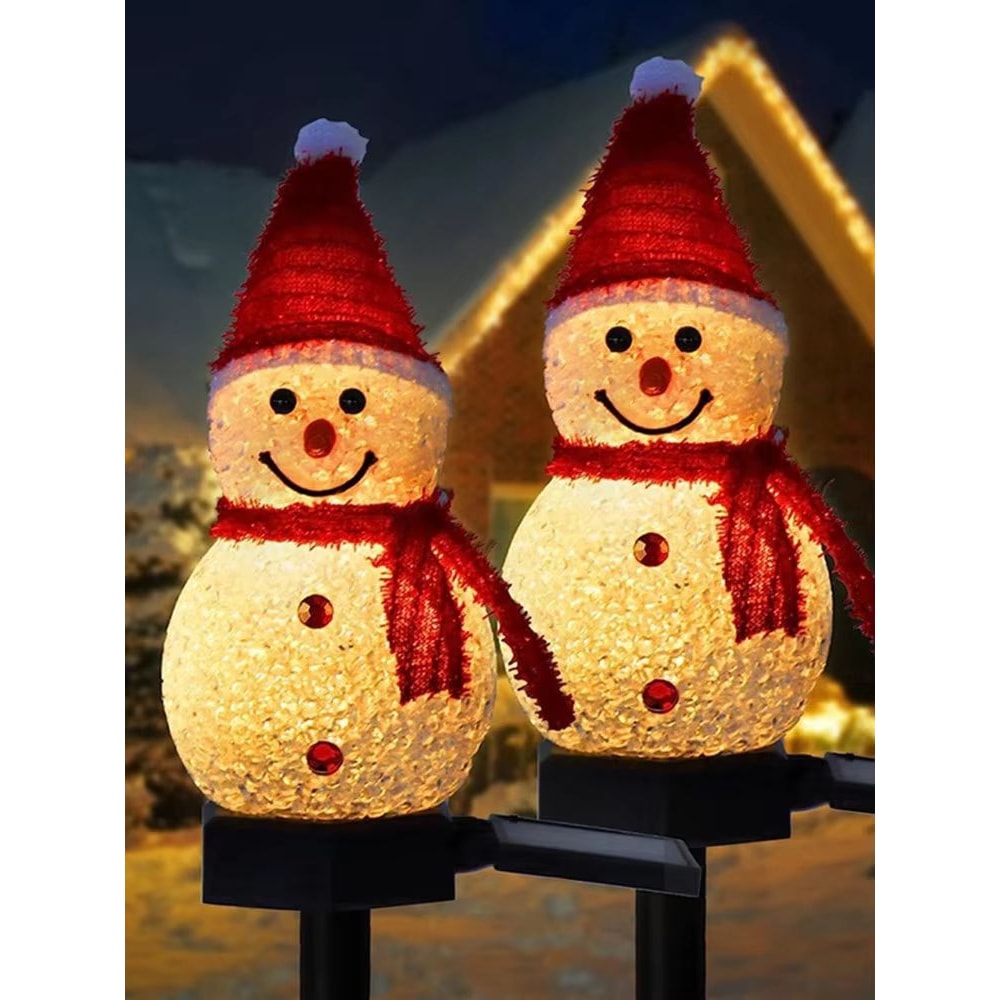 Solar LED Snowman Pathway Stake Lights Outdoor Christmas Lawn And Yard Garden Decor Illumination 5