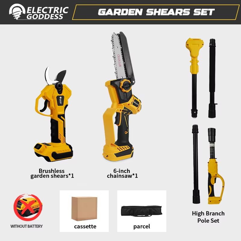 Brushless 6 Inch Cordless Electric Chainsaw Telescoping Pole Pruner For Dewalt 20V Battery 10