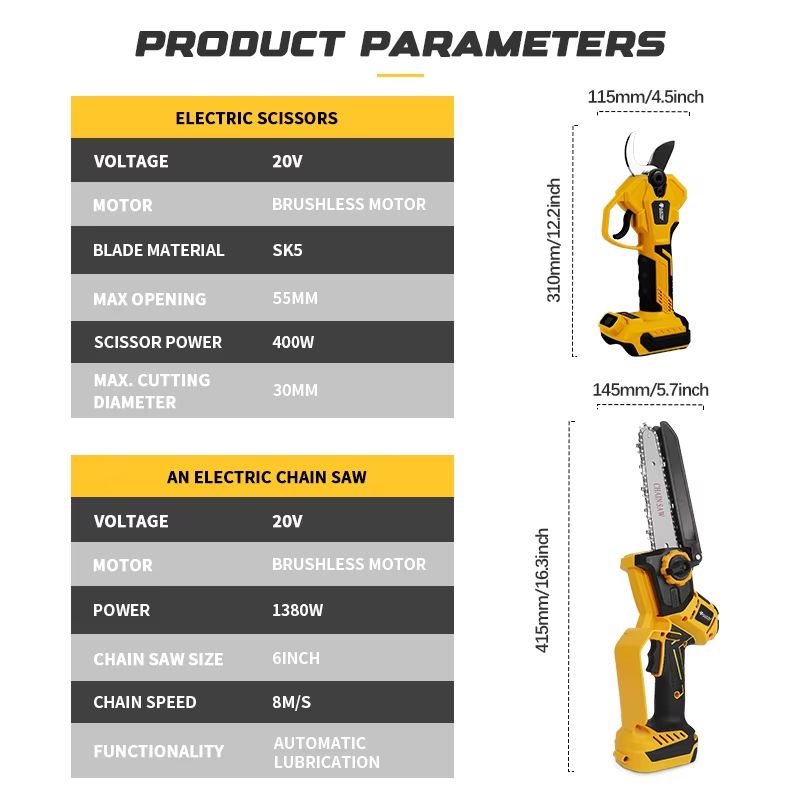 Brushless 6 Inch Cordless Electric Chainsaw Telescoping Pole Pruner For Dewalt 20V Battery 1