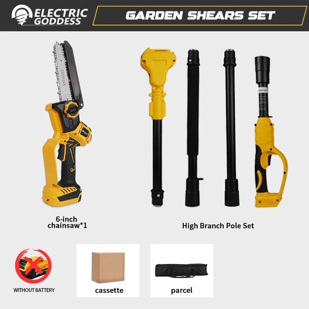 Brushless 6 Inch Cordless Electric Chainsaw Telescoping Pole Pruner For Dewalt 20V Battery 7