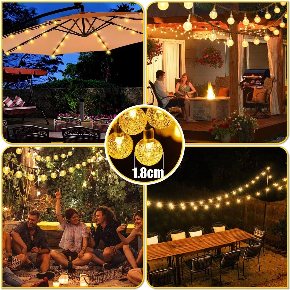Solar Outdoor String Lights 200 LED Crystal Globe Waterproof Fairy Lights For Garden And Party Deco 2