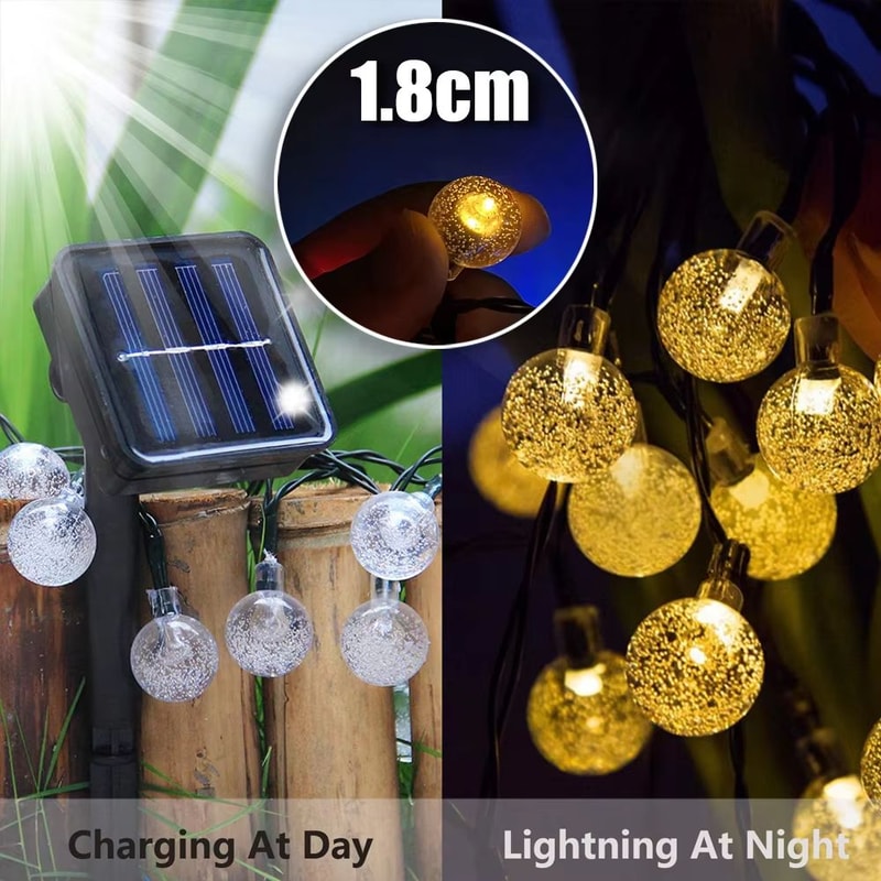 Solar Outdoor String Lights 200 LED Crystal Globe Waterproof Fairy Lights For Garden And Party Deco 3