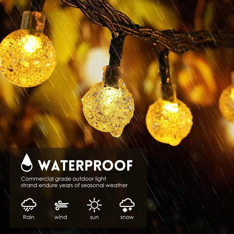 Solar Outdoor String Lights 200 LED Crystal Globe Waterproof Fairy Lights For Garden And Party Deco 4