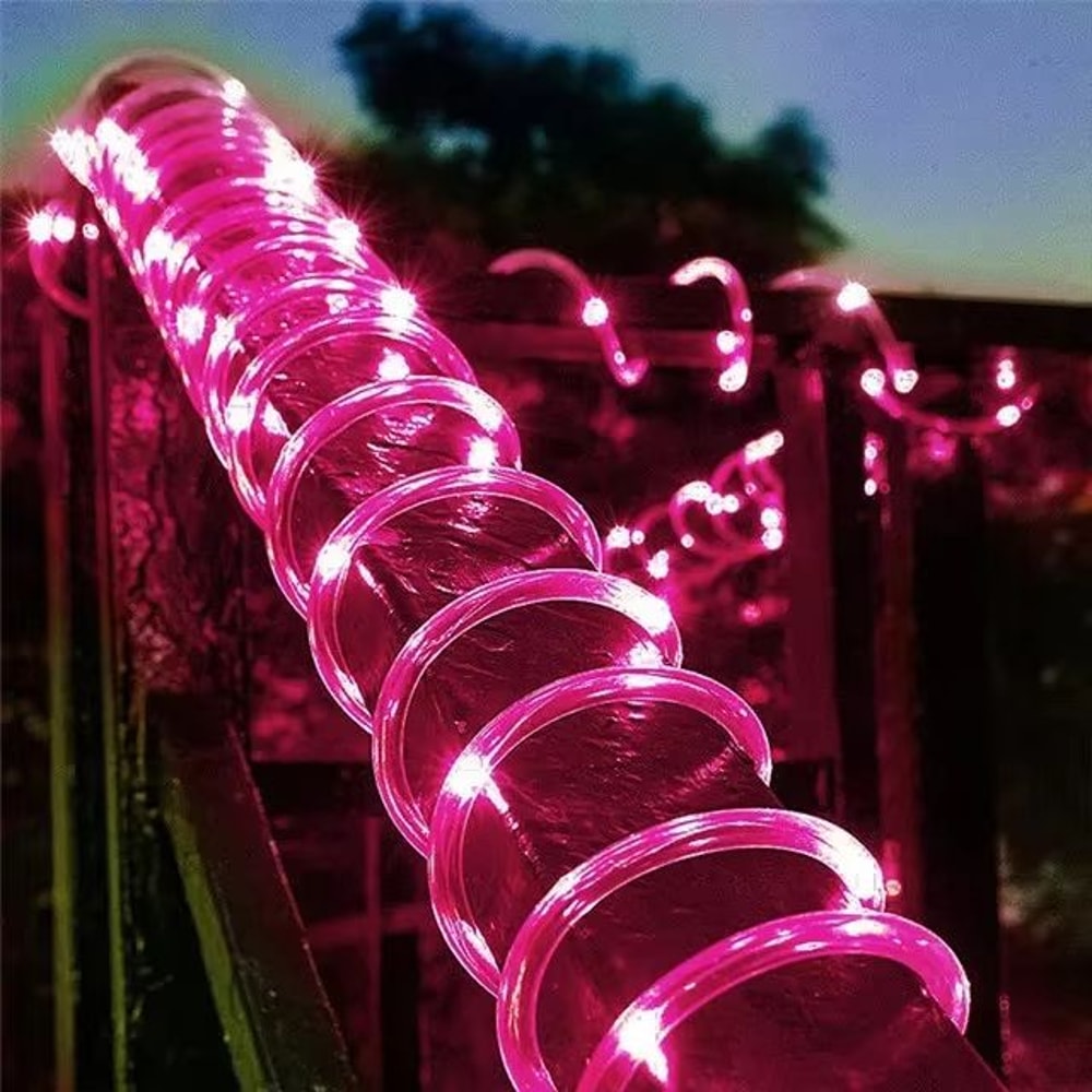 Solar LED Rope Tube String Lights Outdoor Garden And Christmas Decoration Flexible Fairy Light Garl 10