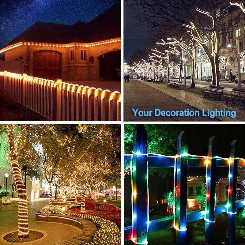 Solar LED Rope Tube String Lights Outdoor Garden And Christmas Decoration Flexible Fairy Light Garl 3