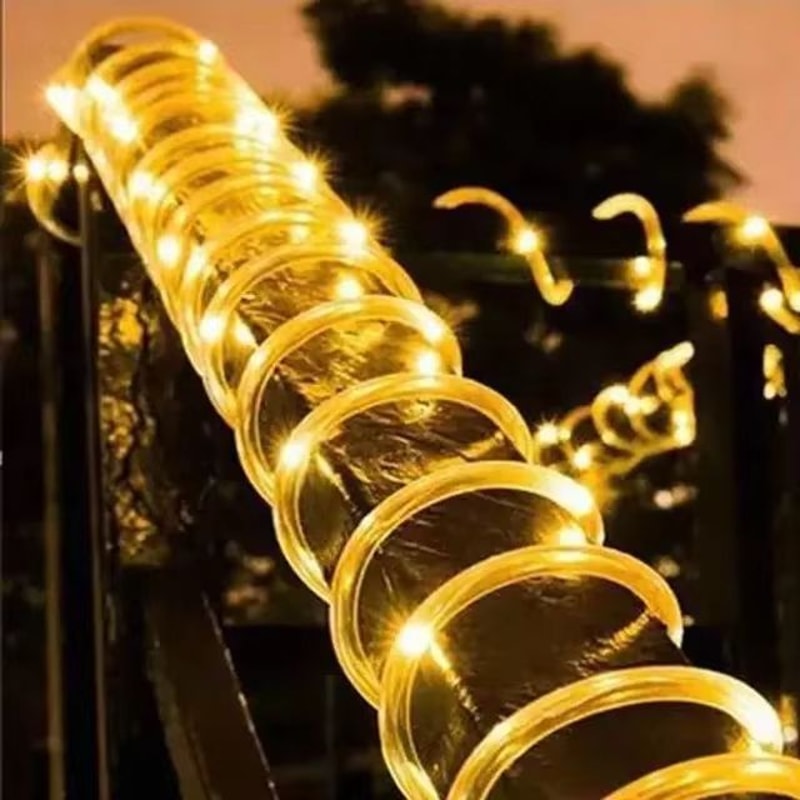 Solar LED Rope Tube String Lights Outdoor Garden And Christmas Decoration Flexible Fairy Light Garl 7