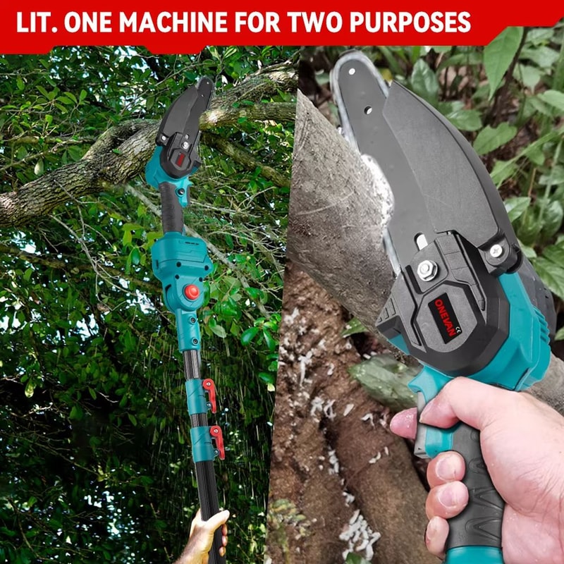 ONEVAN 3500W 2in1 Cordless Telescoping Pole Chainsaw And Pruning Shears For 18V Battery 5