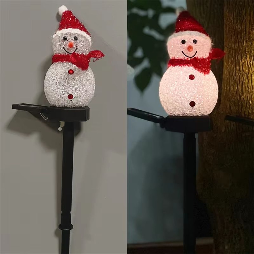 LED Snowman Solar Garden Stake Lights For Outdoor Christmas Pathway Decoration 7
