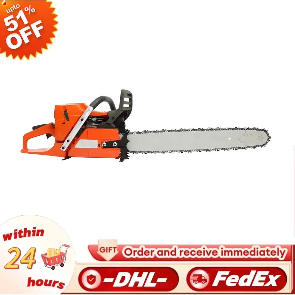 24Inch Gas Chainsaw With 2Cycle Engine For Heavy Duty Wood Cutting 0