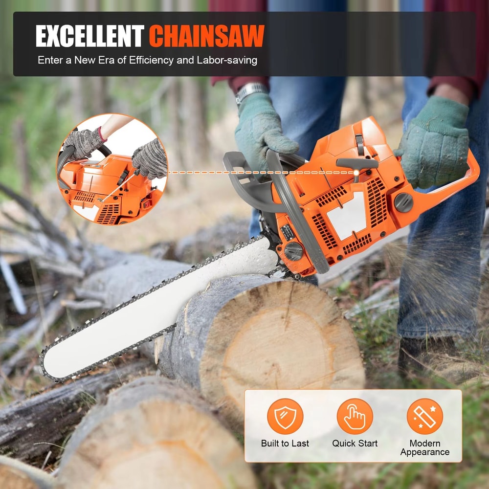 24Inch Gas Chainsaw With 2Cycle Engine For Heavy Duty Wood Cutting 1