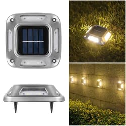 8 led solar ground light waterproof warm glow outdoor pathway and driveway marker