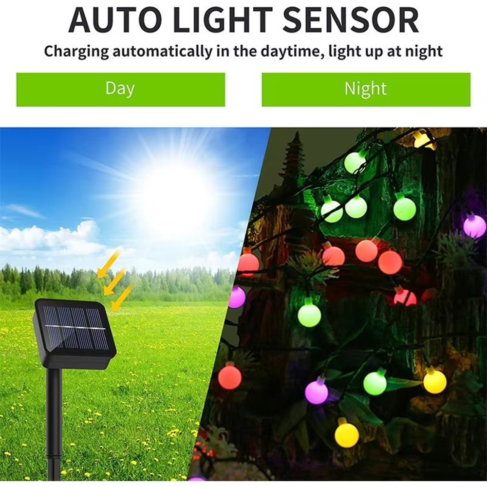 Solar Globe Fairy String Lights With 8 Lighting Modes For Outdoor Garden And Christmas Decor 3