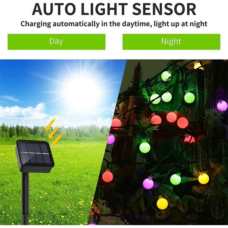 Solar Globe Fairy String Lights With 8 Lighting Modes For Outdoor Garden And Christmas Decor 3
