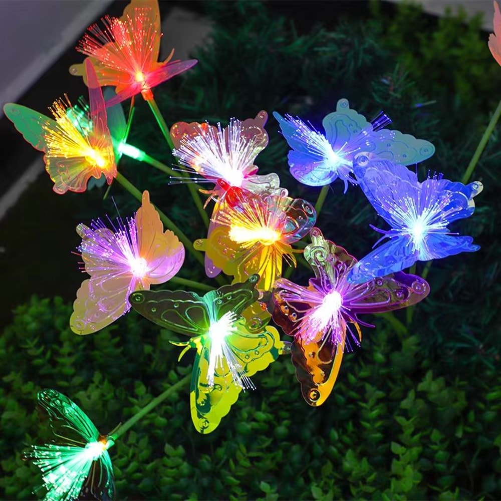 Solar LED Fiber Optic Butterfly Garden Light With 6 Heads For Outdoor Lawn Decoration 5