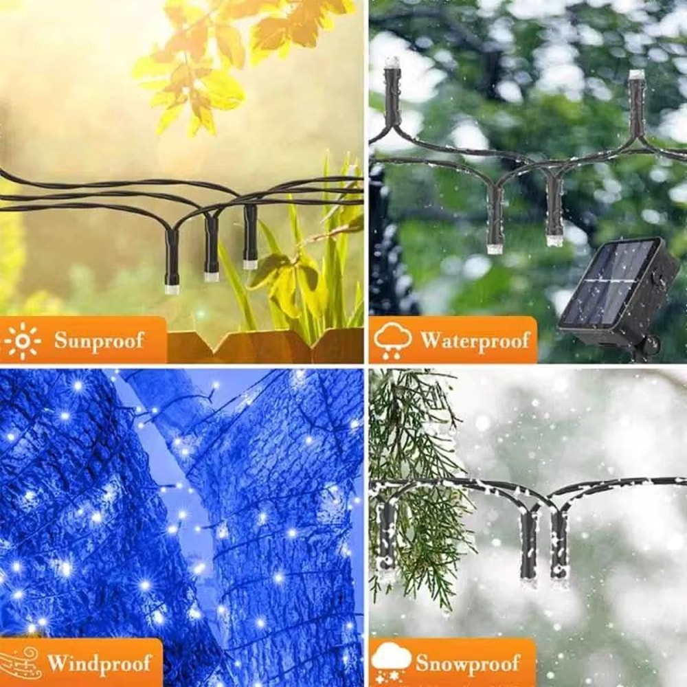 Outdoor Solar Christmas String Lights With 8 Lighting Modes For Garden And Fence Decor 2