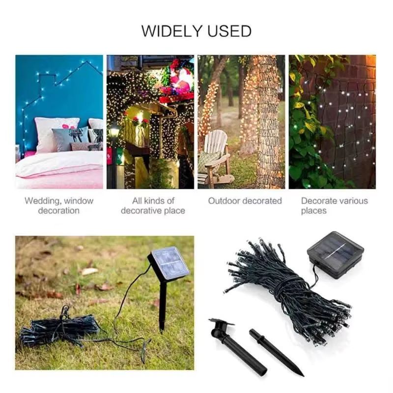 Outdoor Solar Christmas String Lights With 8 Lighting Modes For Garden And Fence Decor 4