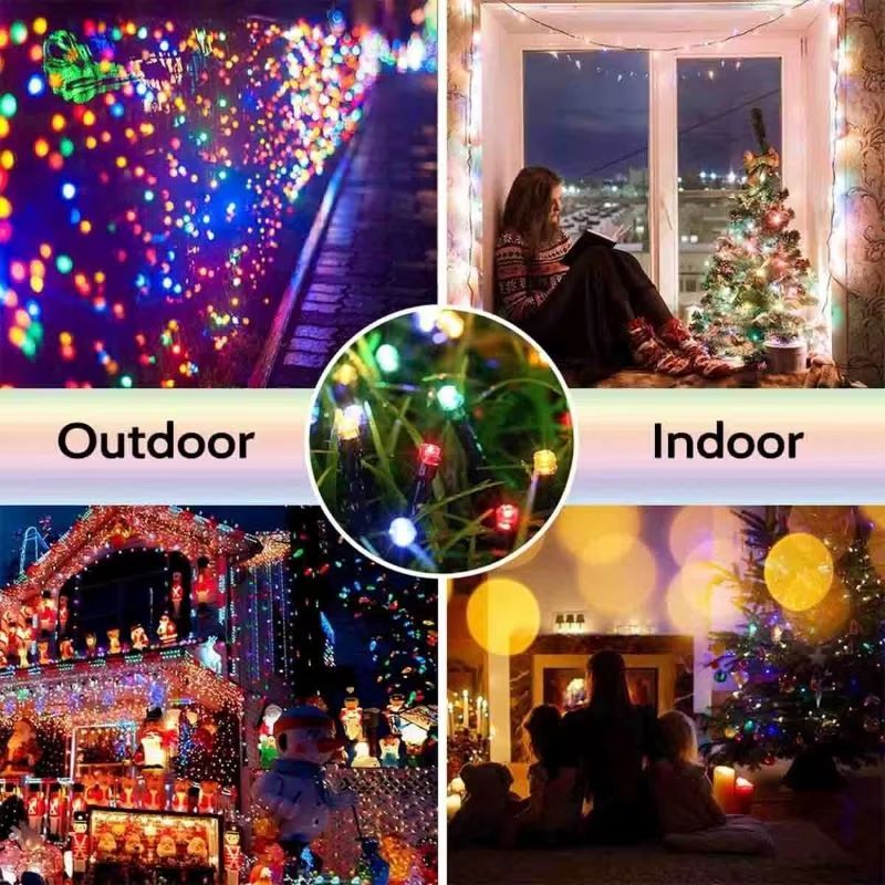 Outdoor Solar Christmas String Lights With 8 Lighting Modes For Garden And Fence Decor 5
