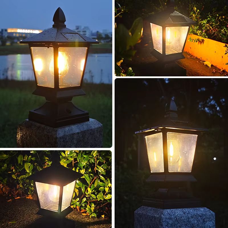 Waterproof Solar Garden Pillar Head Lights For Outdoor Villa And Landscape Decor 3