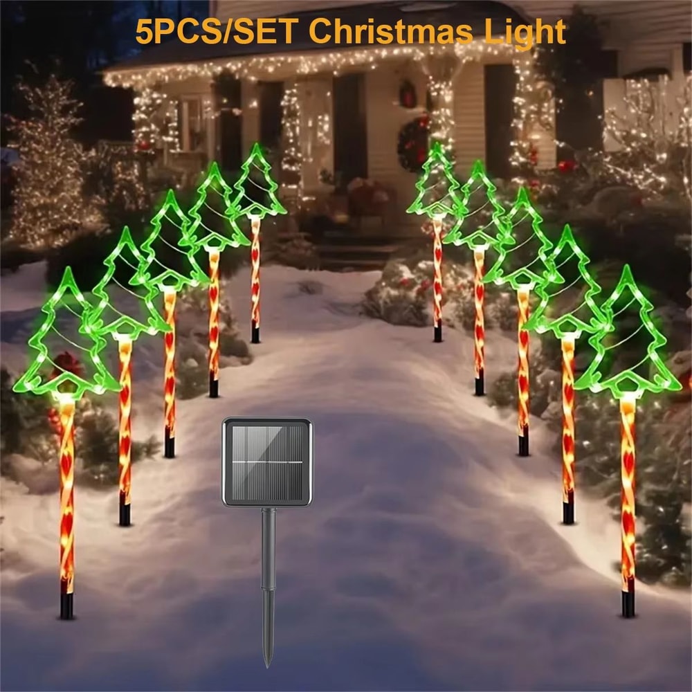 Solar Candy Cane Pathway Lights Set With 8 Lighting Modes For Outdoor Christmas Decor 0