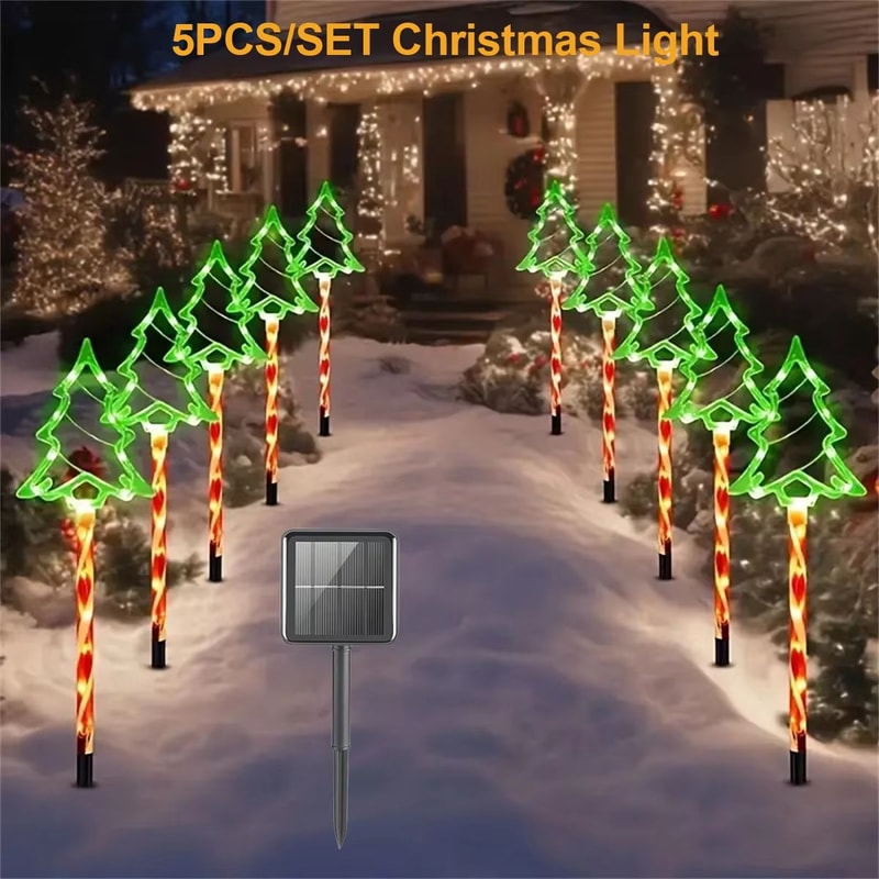Solar Candy Cane Pathway Lights Set With 8 Lighting Modes For Outdoor Christmas Decor 0
