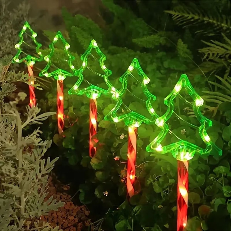 Solar Candy Cane Pathway Lights Set With 8 Lighting Modes For Outdoor Christmas Decor 1