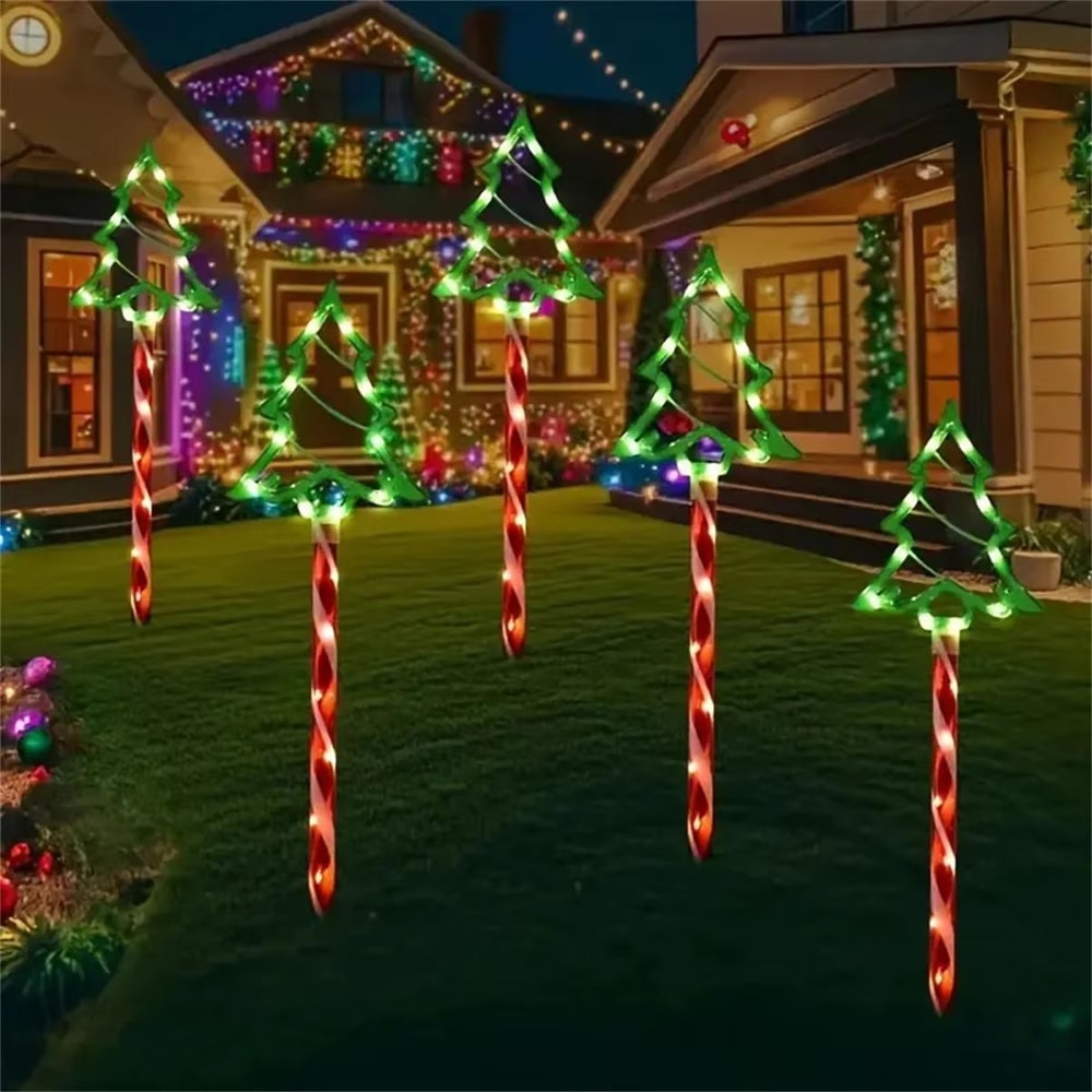 Solar Candy Cane Pathway Lights Set With 8 Lighting Modes For Outdoor Christmas Decor 3