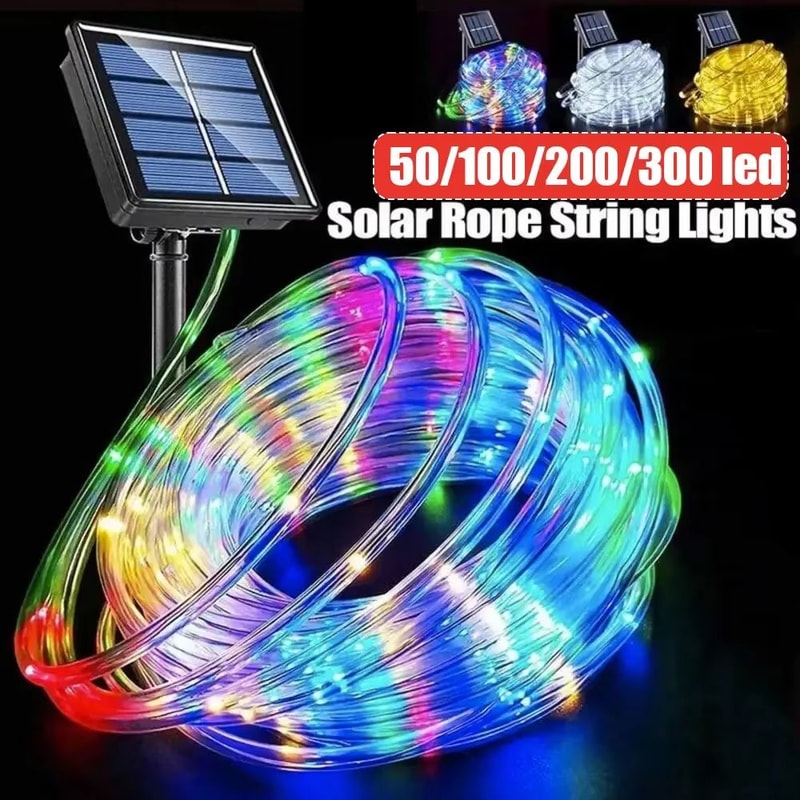 Outdoor Solar Tube Rope LED String Lights For Garden Christmas And Party Decor 0