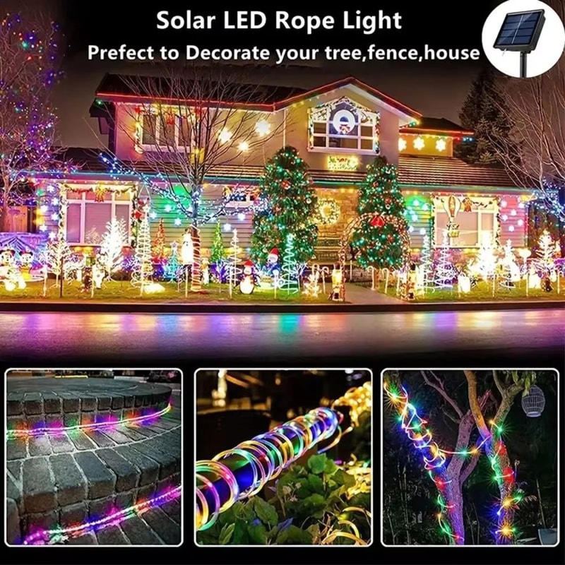 Outdoor Solar Tube Rope LED String Lights For Garden Christmas And Party Decor 2