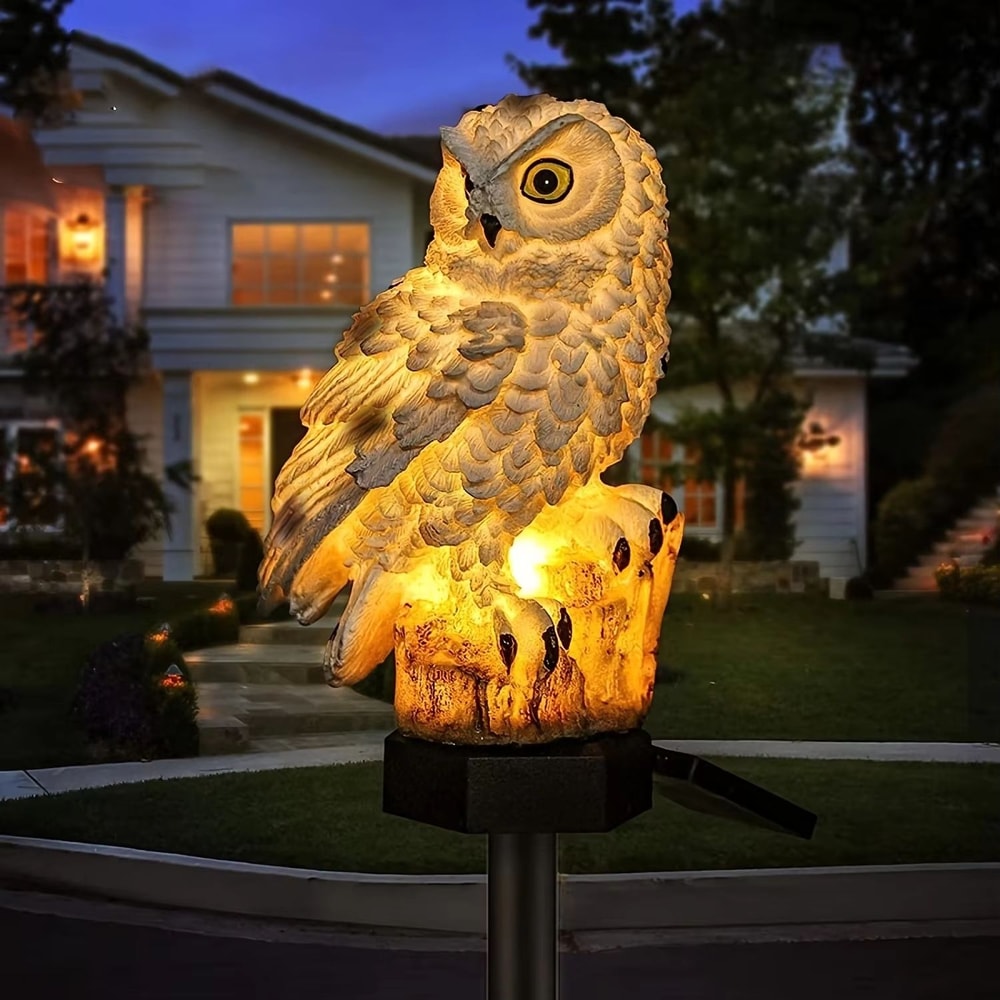 Solar Powered LED Owl Garden Stake Light With Automatic Dusk To Dawn Lighting 0