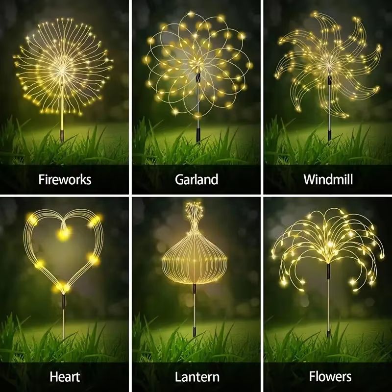LED Solar Flower Firework Fairy Lights Waterproof Outdoor Garden And Pathway Decor 2