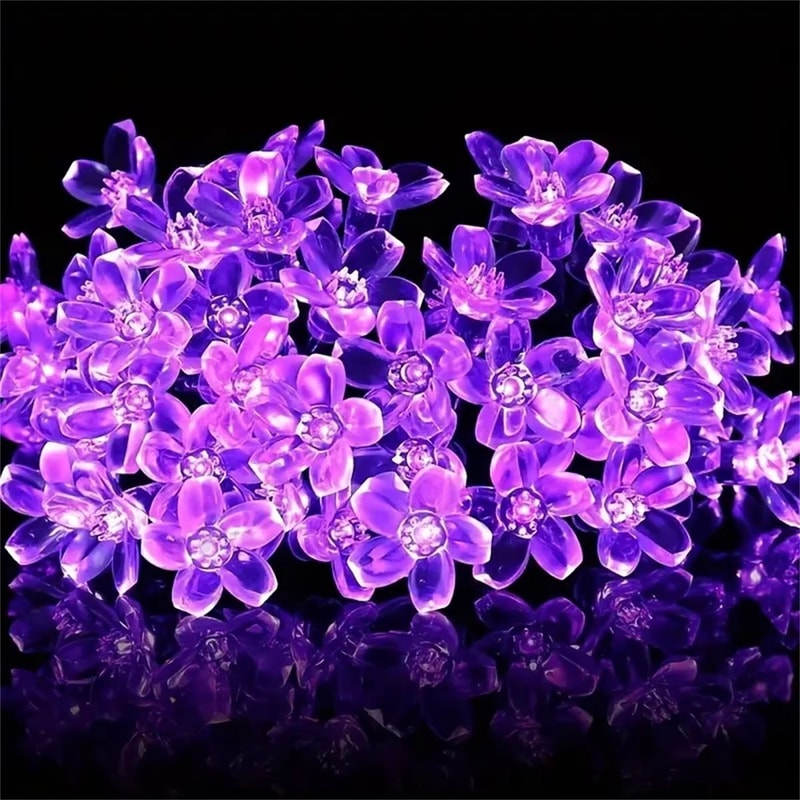 Purple Solar Flower Fairy String Lights Outdoor Decorative Garden Lighting 2