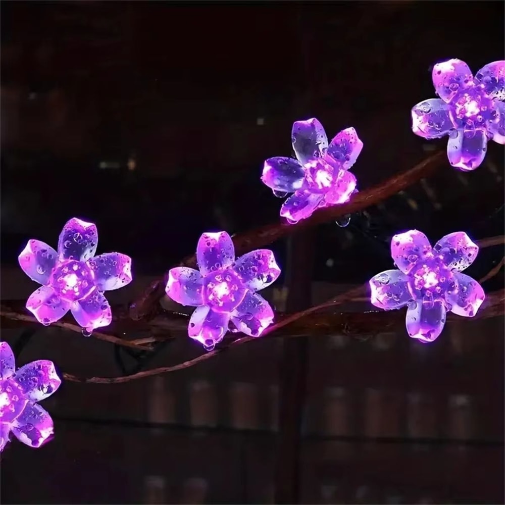 Purple Solar Flower Fairy String Lights Outdoor Decorative Garden Lighting 3