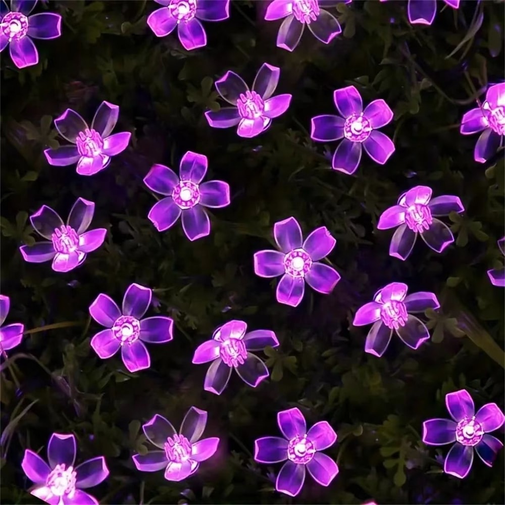 Purple Solar Flower Fairy String Lights Outdoor Decorative Garden Lighting 4