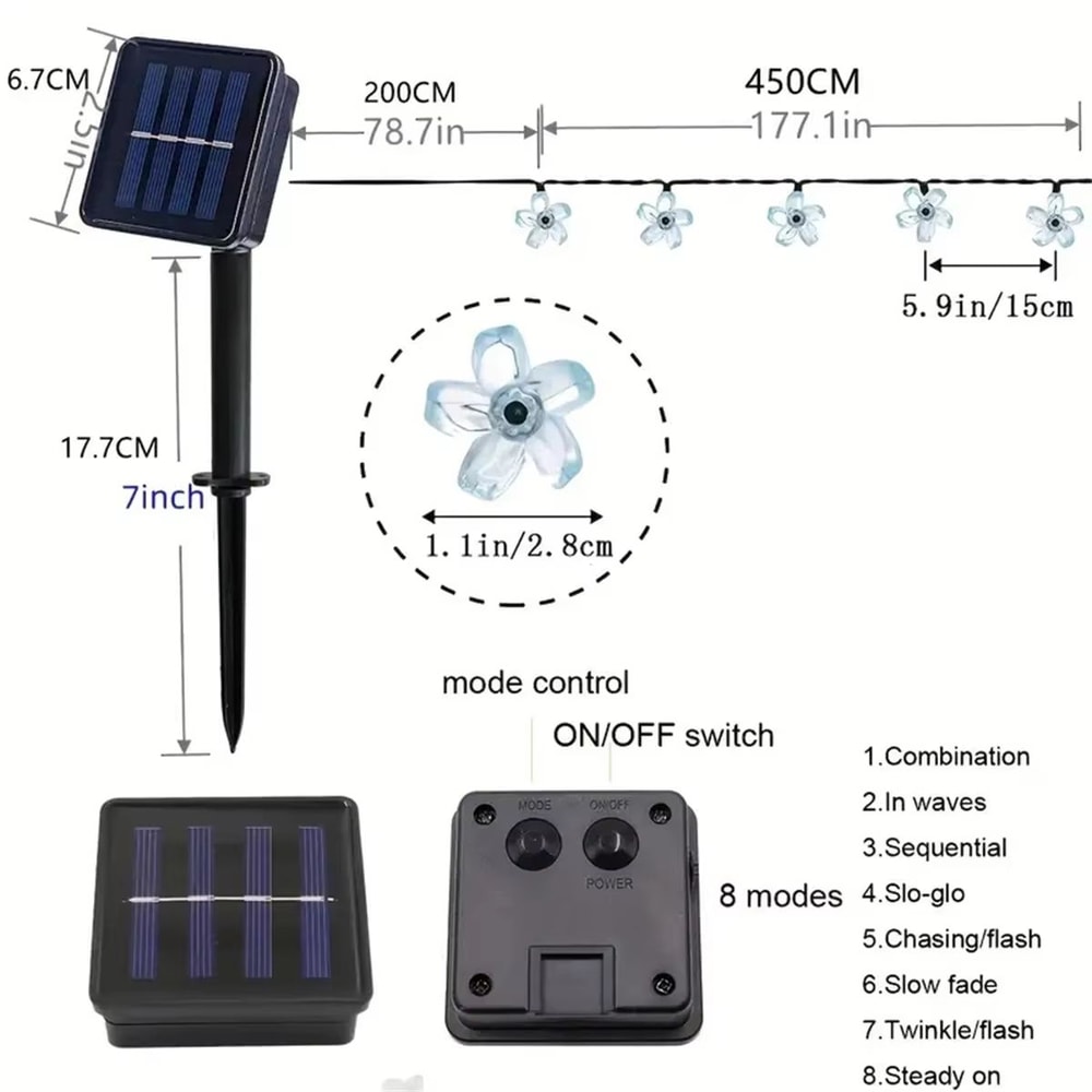 Purple Solar Flower Fairy String Lights Outdoor Decorative Garden Lighting 5