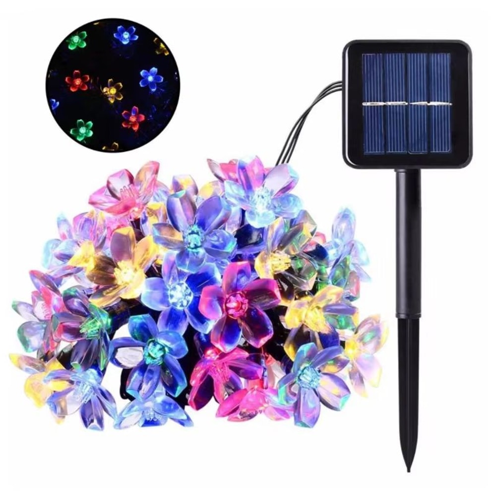Purple Solar Flower Fairy String Lights Outdoor Decorative Garden Lighting 7