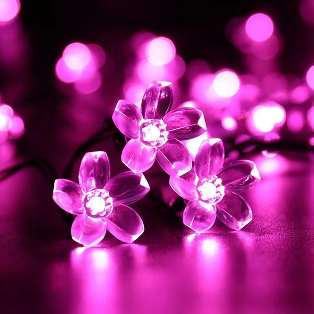 Solar Cherry Blossom Flower String Lights Waterproof Outdoor Garden Decoration 3