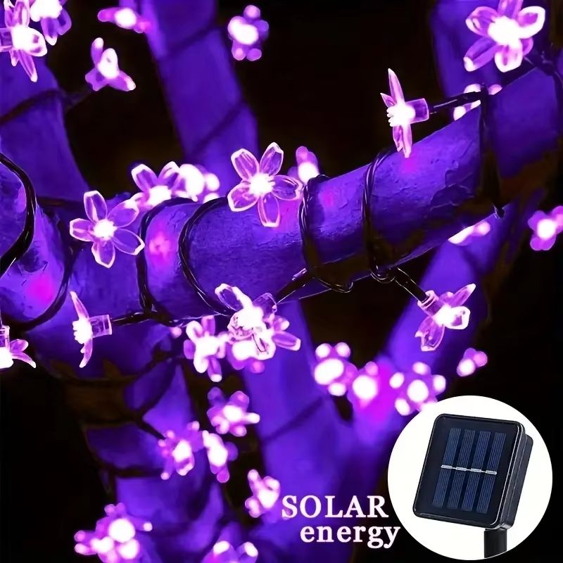 Solar Cherry Blossom Flower String Lights Waterproof Outdoor Garden Decoration 6