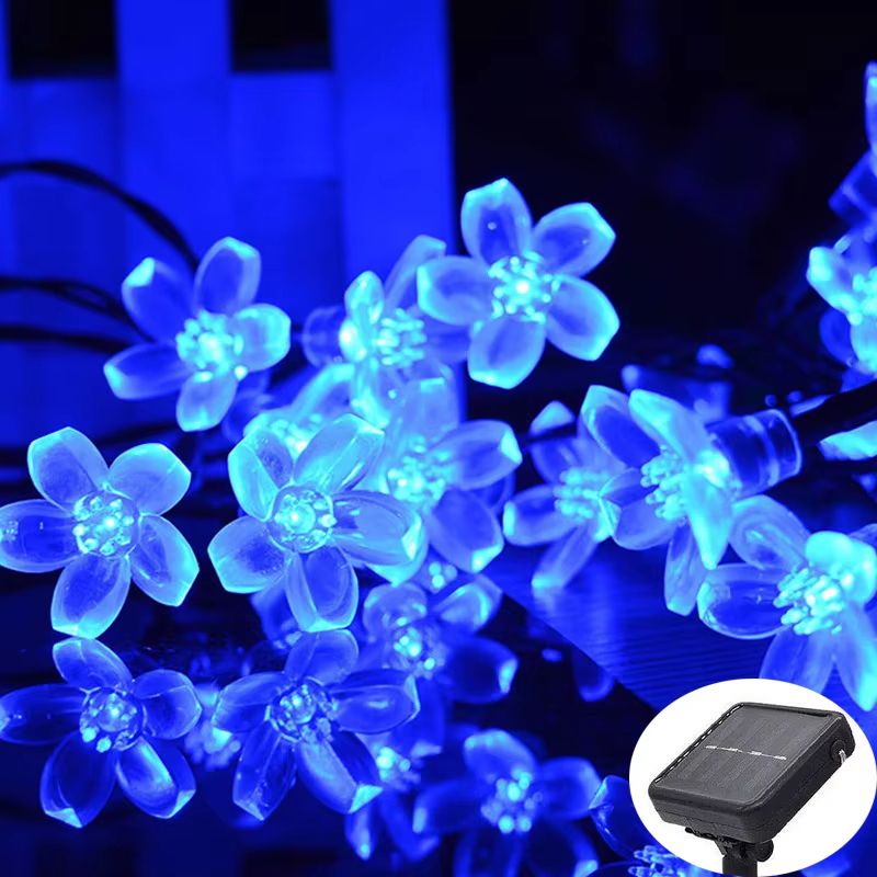 Solar Cherry Blossom Flower String Lights Waterproof Outdoor Garden Decoration 7