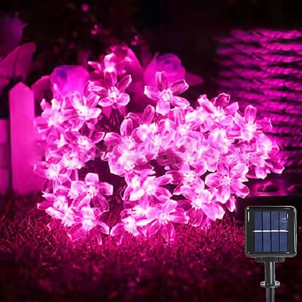 Solar Cherry Blossom Flower String Lights Waterproof Outdoor Garden Decoration 11